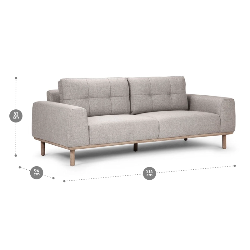 SOFA ROSEN BIADA 3 CUERPOS TELA GRIS PERLA - 2
