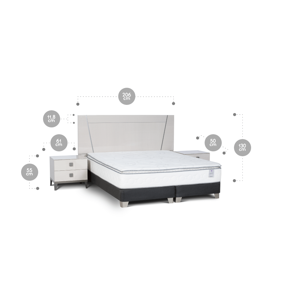 SET RESPALDO ROSEN KING MADERA + VELADORES MONT BLANCO - 2