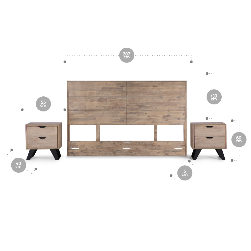 SET RESPALDO KING + VELADORES ROSEN CULVER - 2