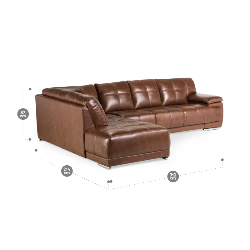 SOFÁ SECCIONAL ROSEN 6974 IZQUIERDO 5 CUERPOS CUERO CARAMELO - 2