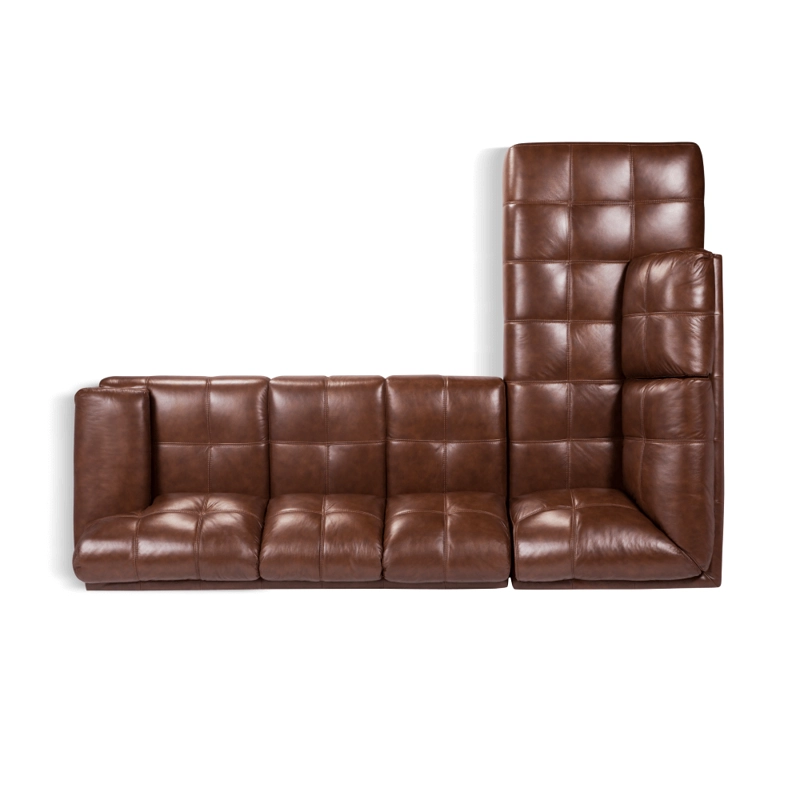 SOFÁ SECCIONAL ROSEN 6974 IZQUIERDO 5 CUERPOS CUERO CARAMELO - 6