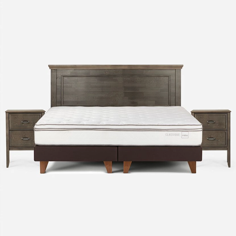 CAMA EUROPEA ROSEN CLASSIQUE+ 2 PLAZAS + MUEBLES ANNA - 1