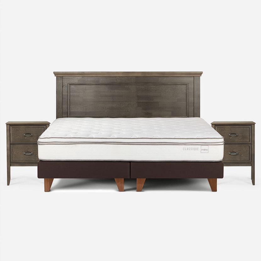 CAMA EUROPEA ROSEN CLASSIQUE+ 2 PLAZAS + MUEBLES ANNA - 1