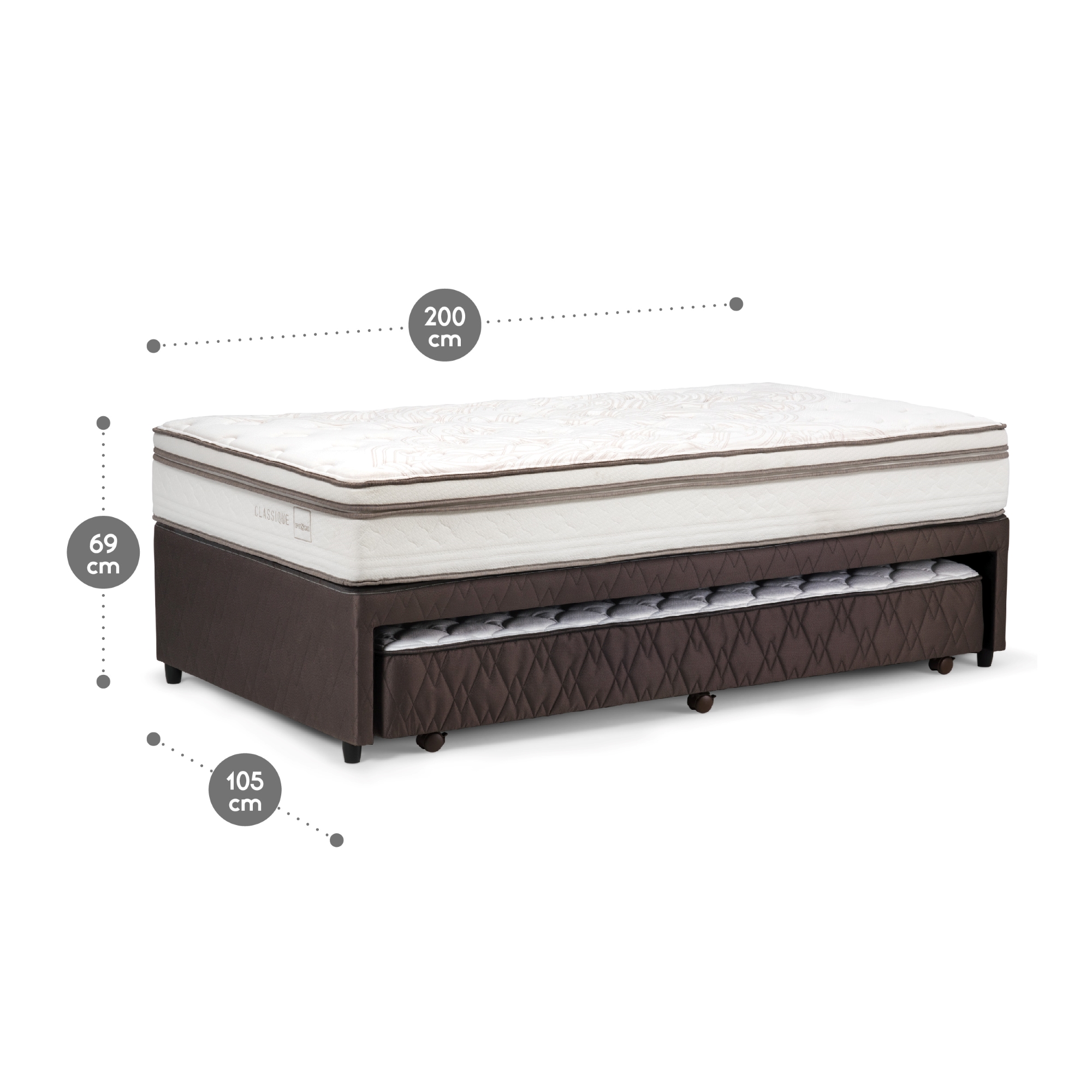 DIVÁN ROSEN CAMA CLASSIQUE MADERA BLANCO + 1.5 PLAZAS 105 X 200 CM - 3