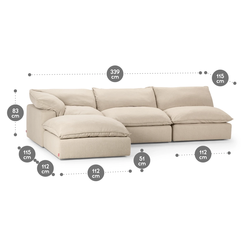SOFÁ SECCIONAL ROSEN SHANKLIN IZQUIERDO BEIGE 4 PIEZAS - 2