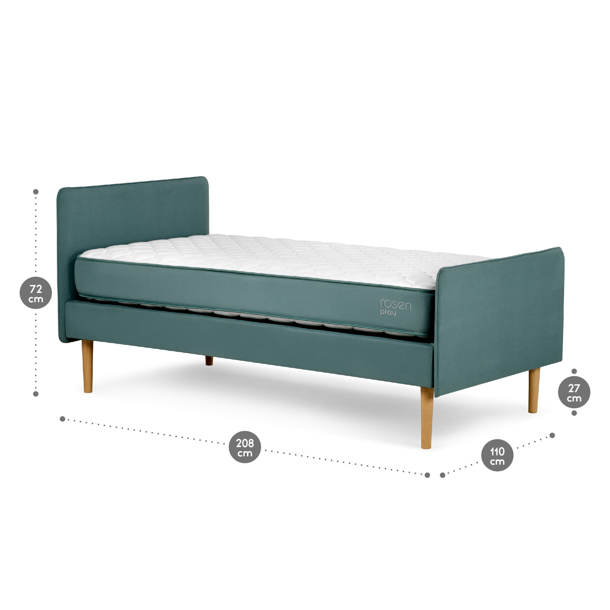 CAMA EUROPEA PLAY 1,5 PLAZAS 110 X 208 CM AGUA MARINO - 2