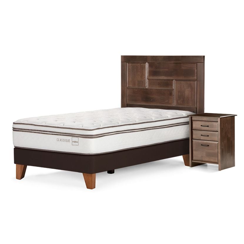 CAMA EUROPEA ROSEN CLASSIQUE+ 1.5 PLAZAS CON MUEBLES DOLCE - 1
