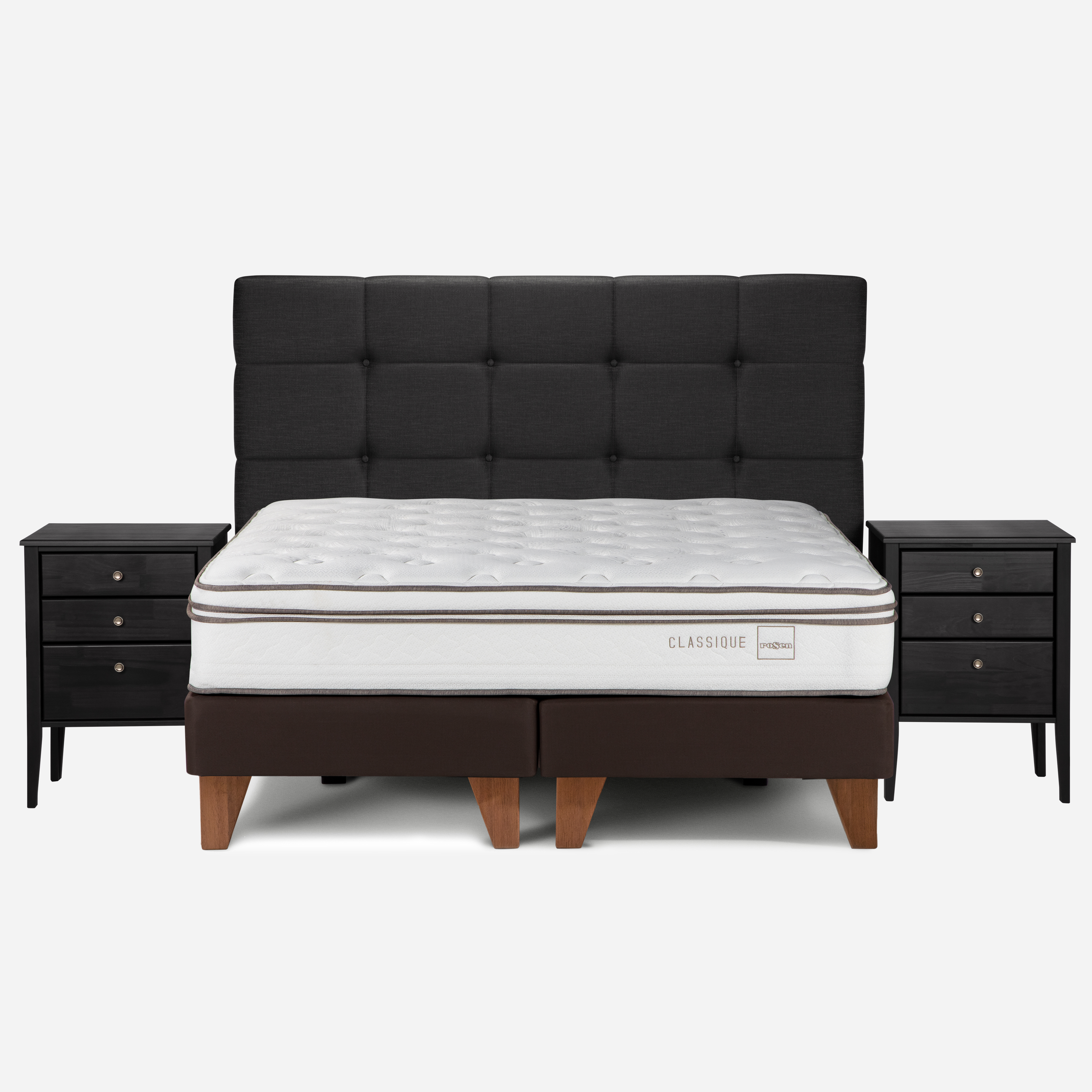 CAMA EUROPEA ROSEN CLASSIQUE+ KING CON MUEBLES ISSEY GRAFITO - 1