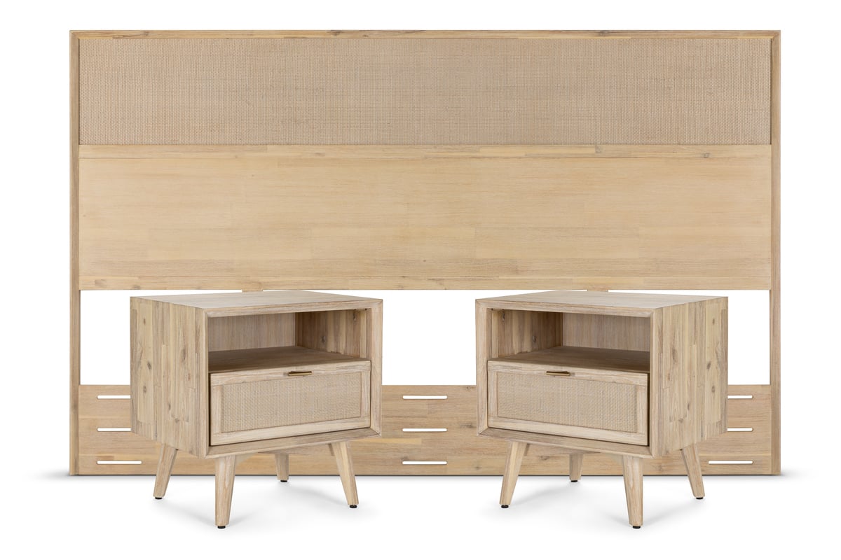 SET RESPALDO 2 PLAZAS + VELADORES ROSEN HALSEY - 1