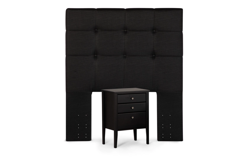 SET RESPALDO ROSEN 1.5 PLAZAS MADERA + VELADOR ISSEY GRAFITO - 1