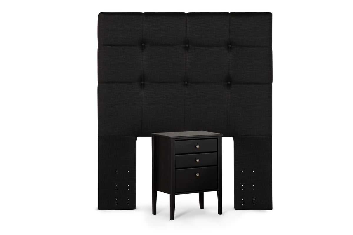 SET RESPALDO ROSEN 1.5 PLAZAS MADERA + VELADOR ISSEY GRAFITO - 1