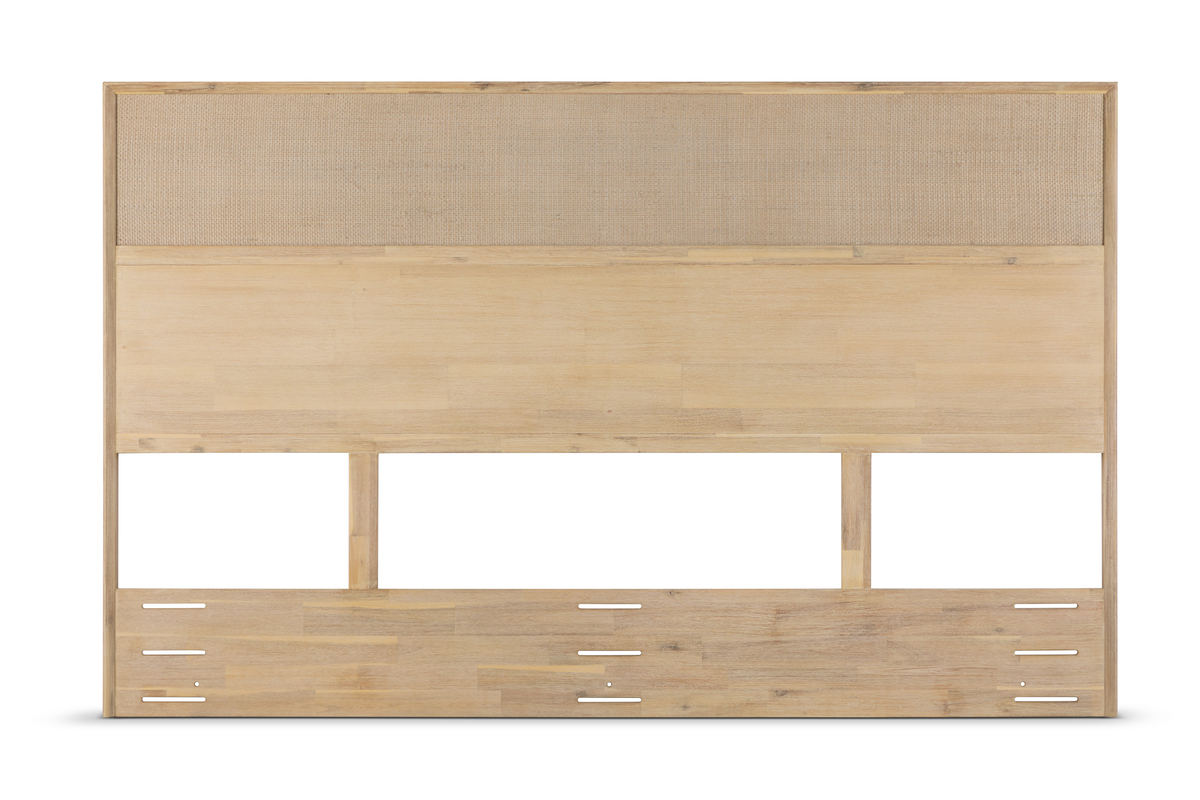SET RESPALDO KING + VELADORES HALSEY ROSEN MADERA-RATTAN - 4