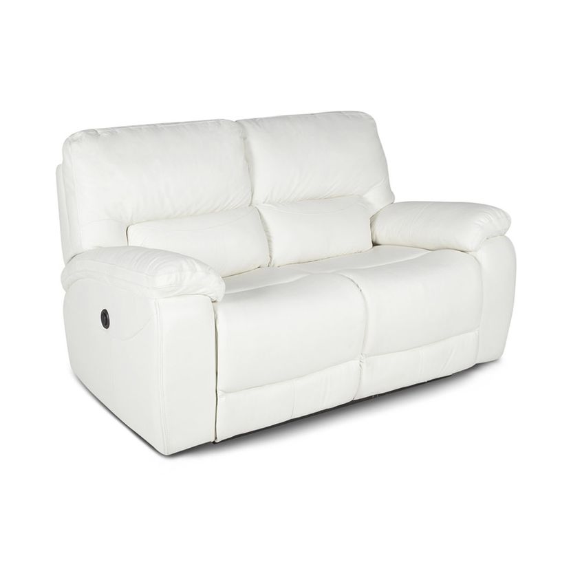 SOFÁ ROSEN POCH 2 CUERPOS CUERO BLANCO RECLINABLE - 1