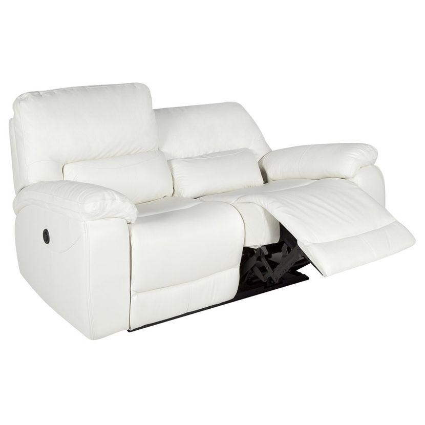 SOFÁ ROSEN POCH 2 CUERPOS CUERO BLANCO RECLINABLE - 4