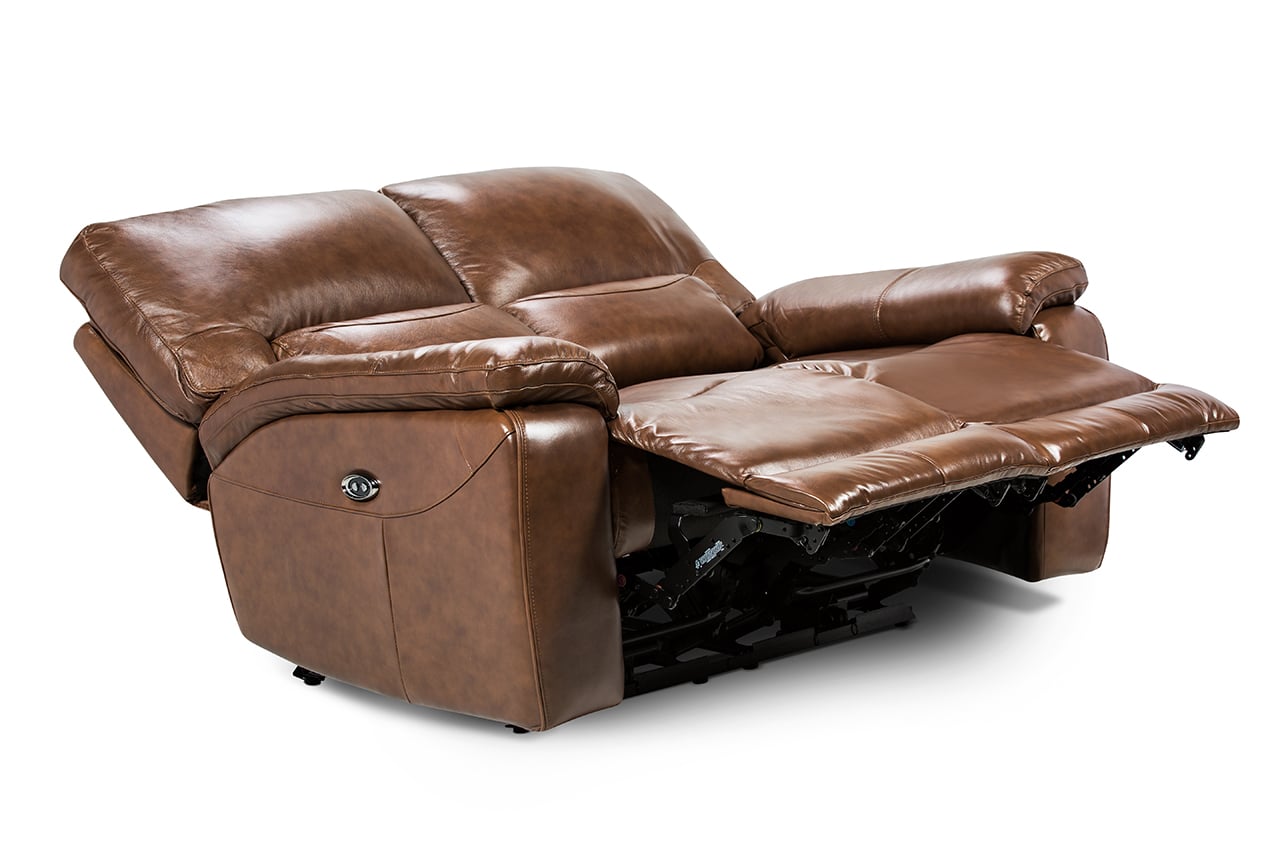 SOFÁ RECLINABLE ROSEN POCH 2 CUERPOS CARAMELO CUERO - 4