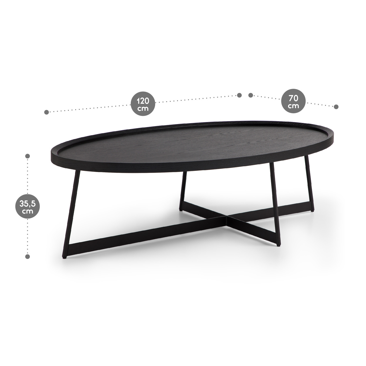 MESA CENTRO ROSEN LIBERTY 120X70 CM NEGRO MADERA - 3
