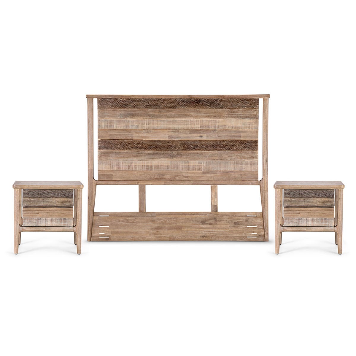 SET RESPALDO KING + VELADORES MADERA ROSEN LICABETO - 1