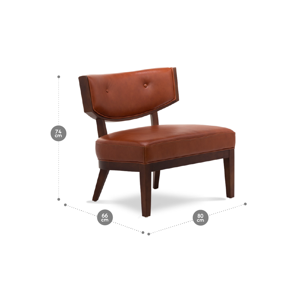 POLTRONA ROSEN A-550 1 CUERPO MADERA CUERO TERRACOTA - 2