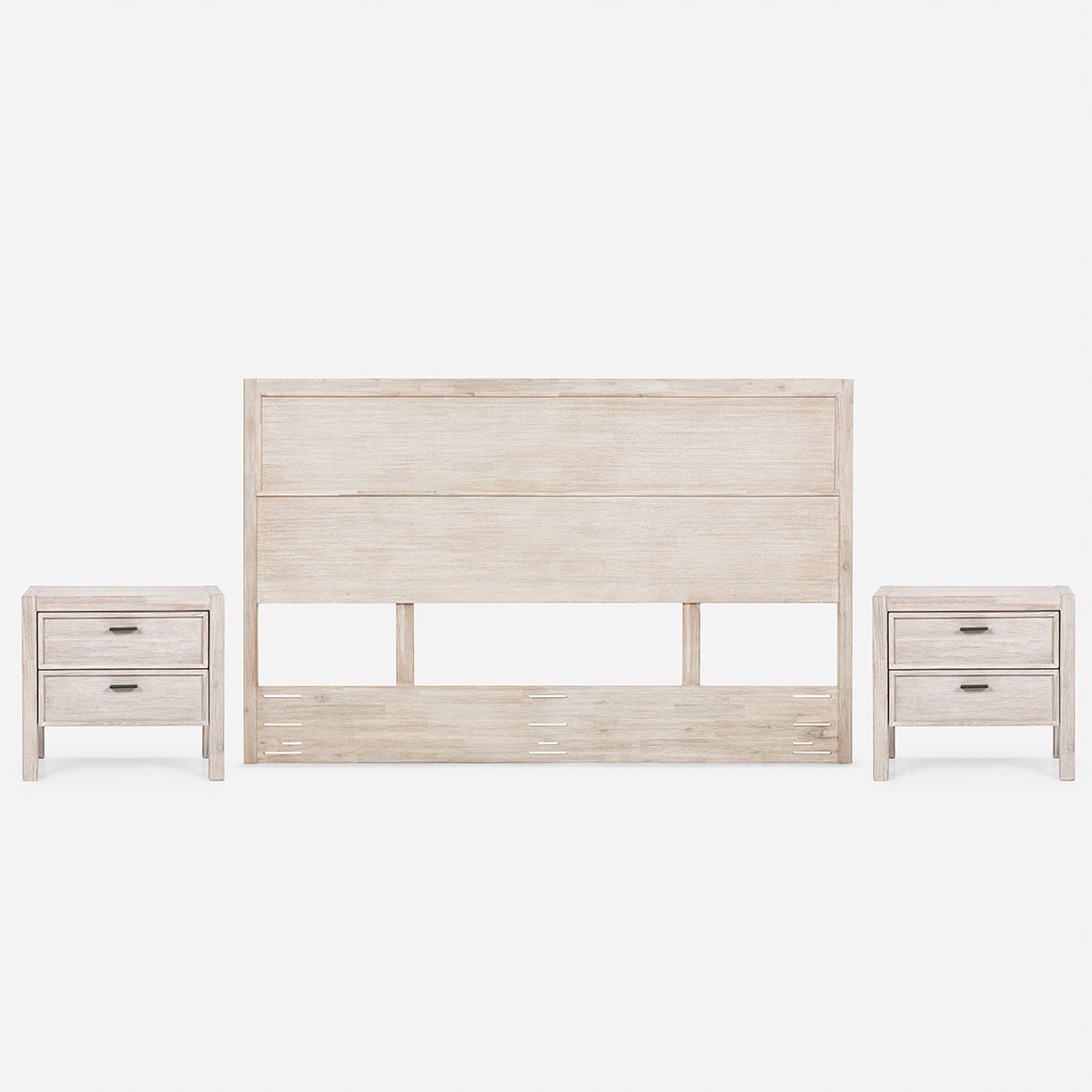 SET RESPALDO 2 PLAZAS + VELADORES KARSTEN ROSEN MADERA - 1