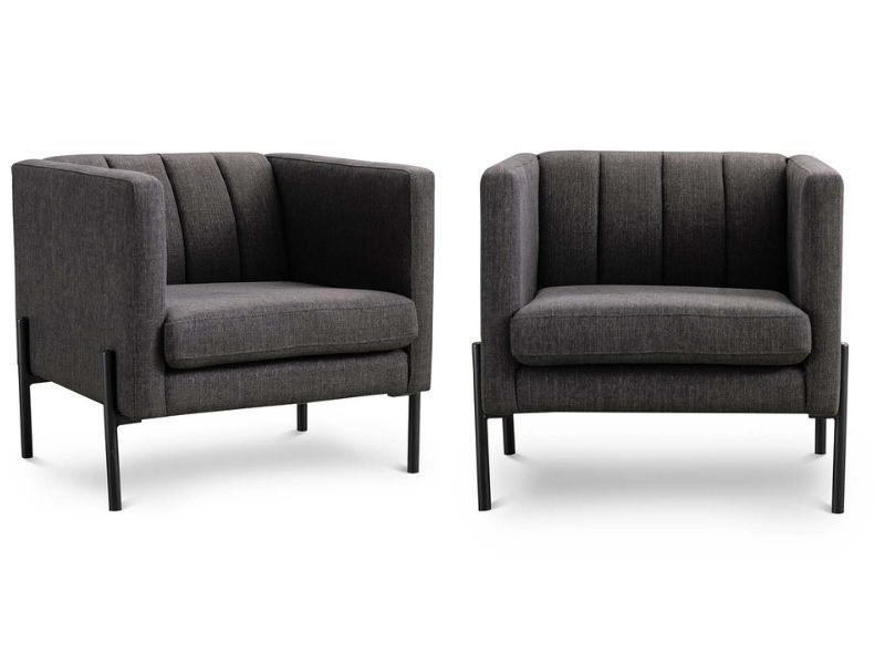 SET 2 POLTRONAS ROSEN DROLET TELA GRAFITO - 1
