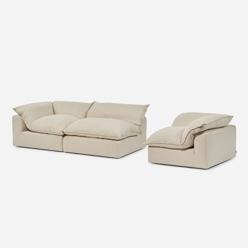 SOFÁ ROSEN SHANKLIN 3 CUERPOS BEIGE MODULAR 2 ESQUINEROS+1 BUTACA - 6