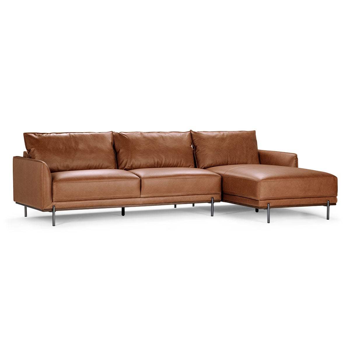SOFA SECCIONAL ROSEN WESTWOOD DERECHO CUERO CAMEL - 1