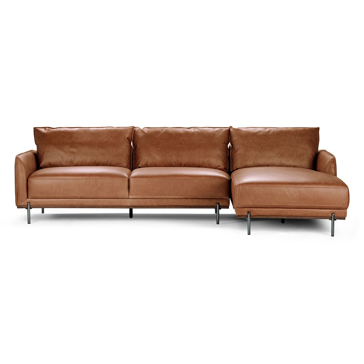 SOFA SECCIONAL ROSEN WESTWOOD DERECHO CUERO CAMEL - 3