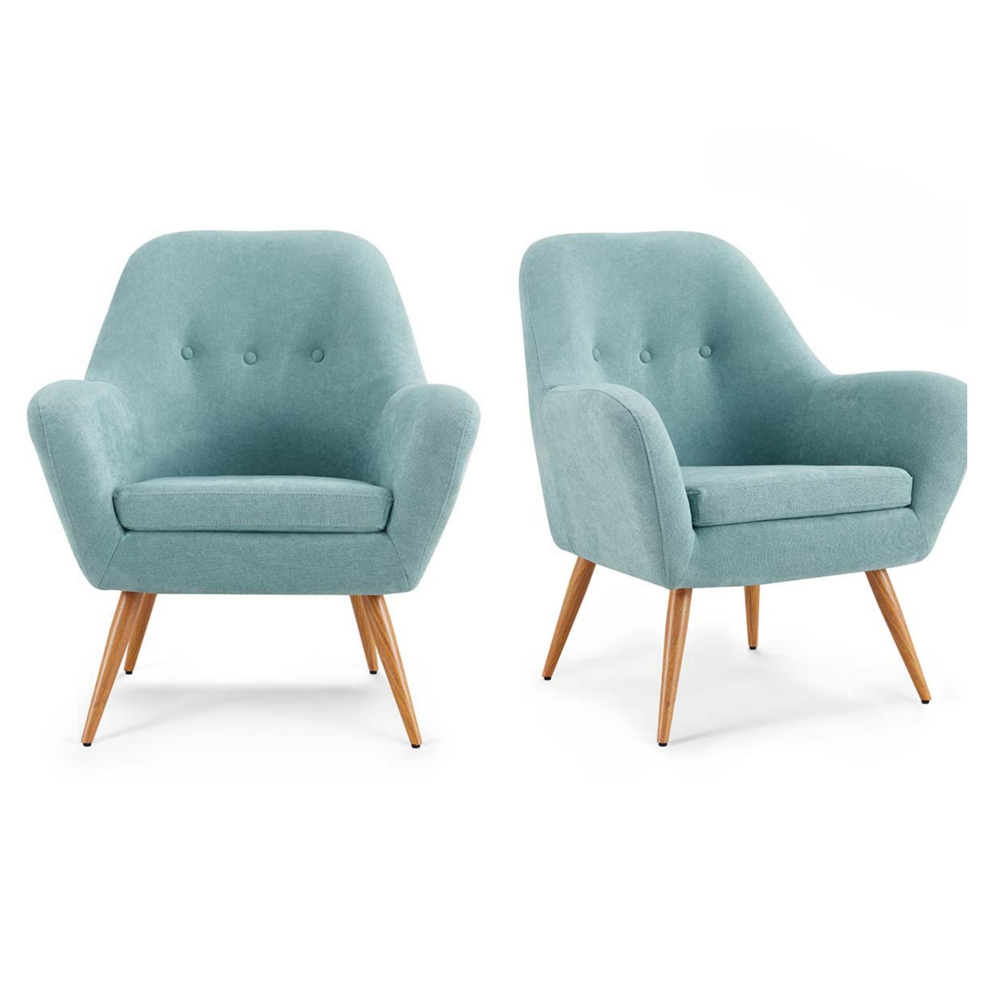 POLTRONAS ROSEN BARTOLO 1 CUERPO DENIM PACK X2 PATA METÁLICA - 1