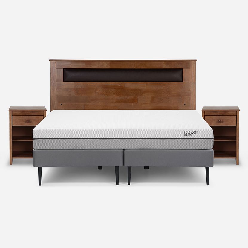 CAMA EUROPEA ROSEN PRATTA 2 PLAZAS PATA ACERO BD + MUEBLES FERRARA - 1