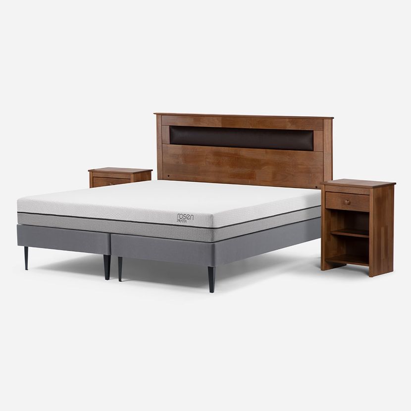CAMA EUROPEA ROSEN PRATTA 2 PLAZAS PATA ACERO BD + MUEBLES FERRARA - 2