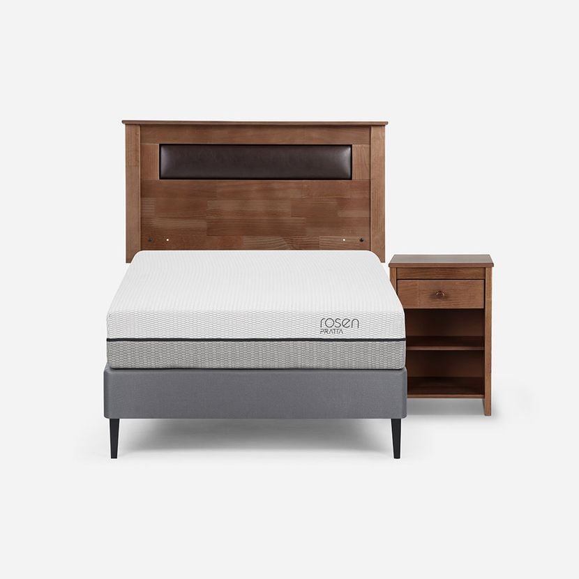 CAMA EUROPEA ROSEN PRATTA 1.5 PLAZAS PATA ACERO + MUEBLES FERRARA - 1