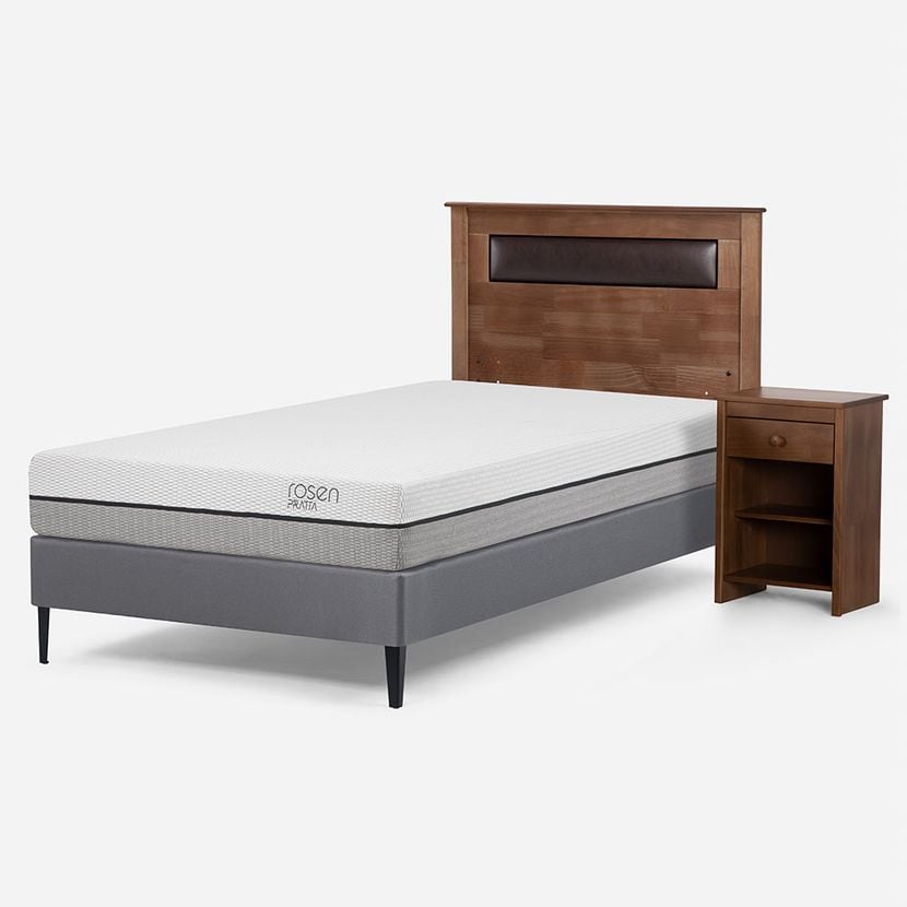 CAMA EUROPEA ROSEN PRATTA 1.5 PLAZAS PATA ACERO + MUEBLES FERRARA - 3