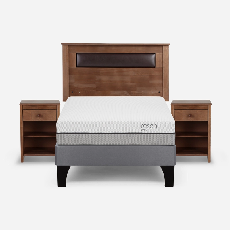CAMA EUROPEA ROSEN PRATTA P. MADERA FULL + MUEBLES FERRARA - 1