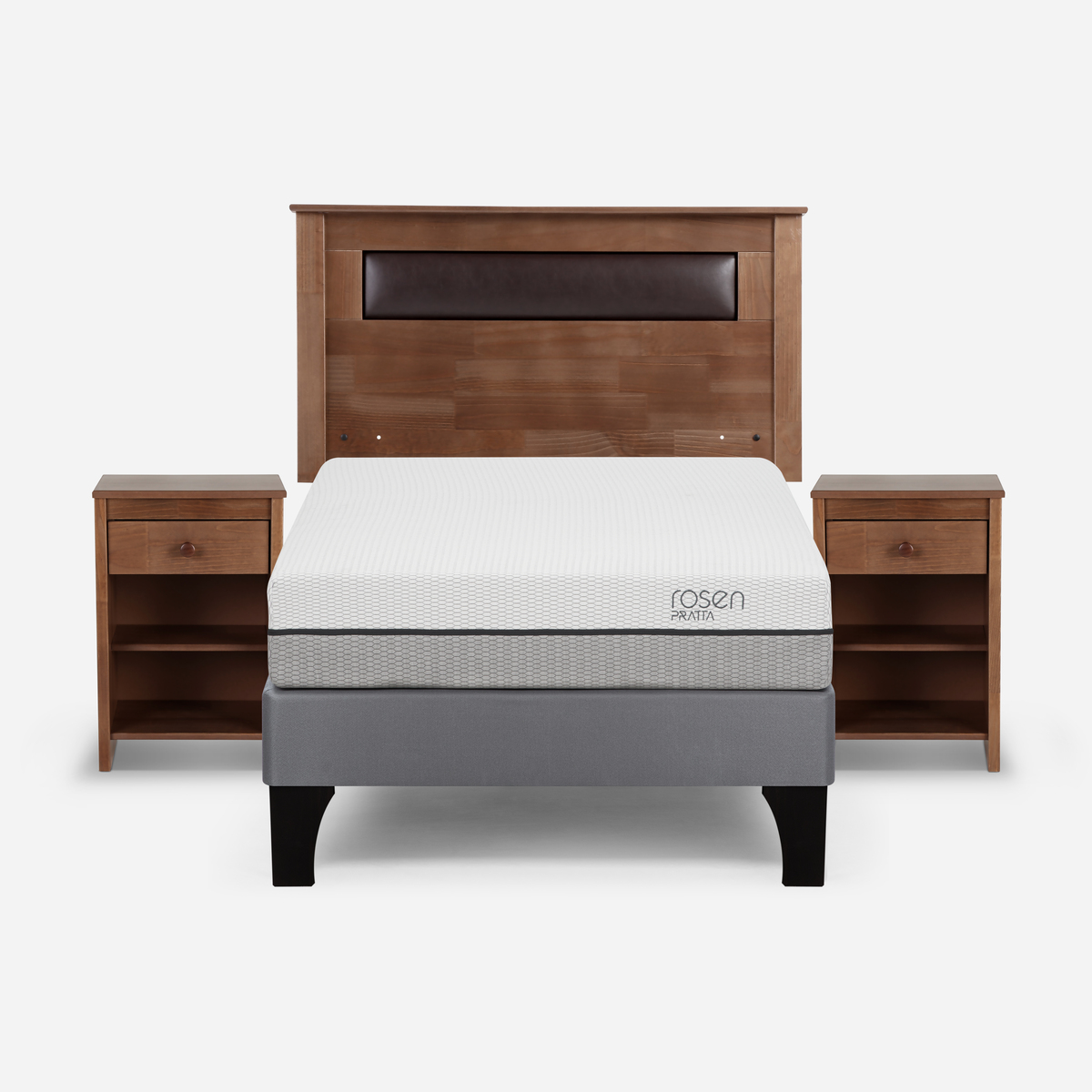 CAMA EUROPEA ROSEN PRATTA P. MADERA FULL + MUEBLES FERRARA - 1