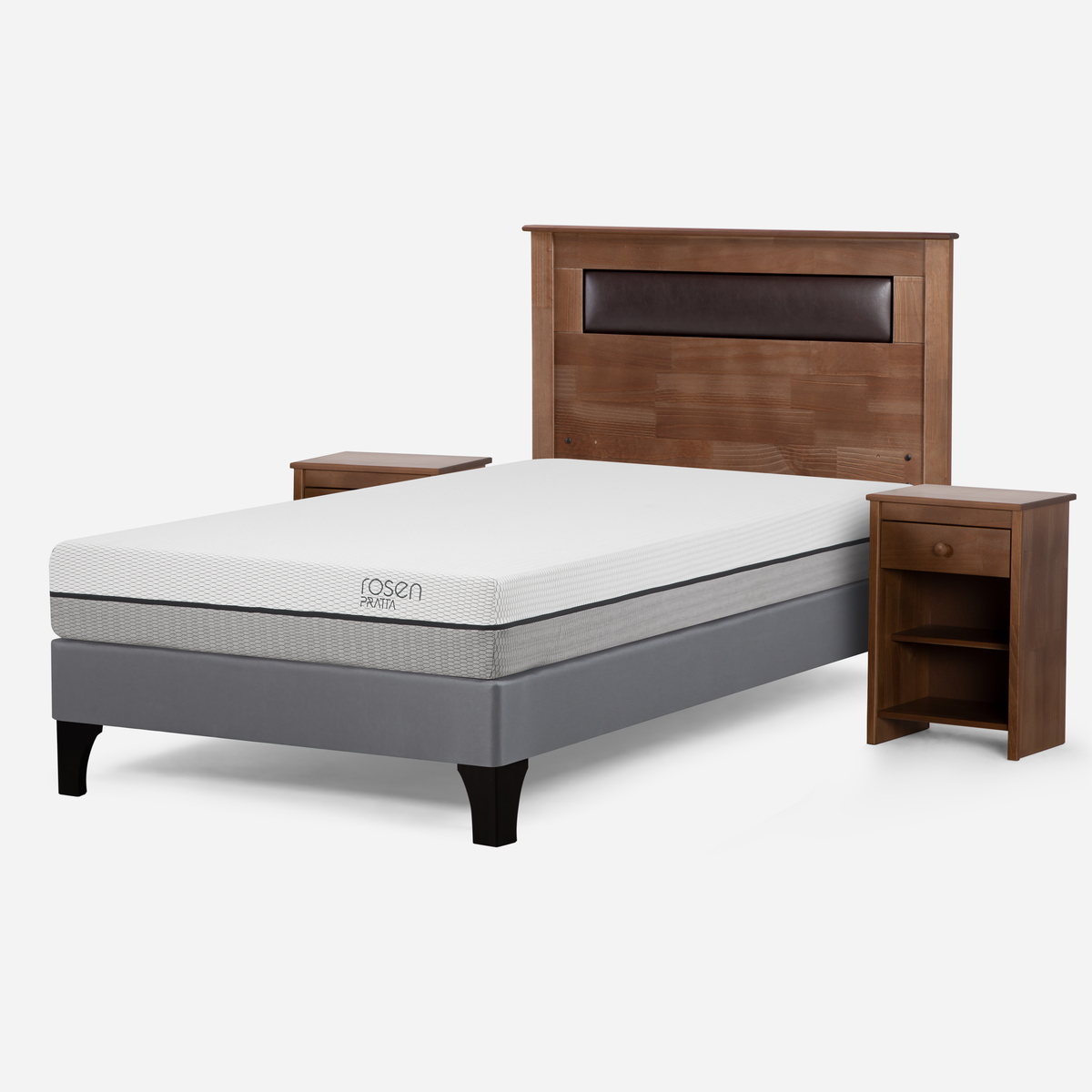 CAMA EUROPEA ROSEN PRATTA P. MADERA FULL + MUEBLES FERRARA - 2