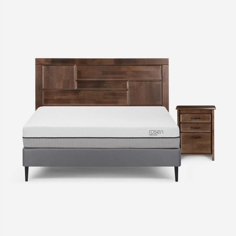 CAMA EUROPEA ROSEN PRATTA FULL PATA ACERO+RESPALDO Y VELADOR DOLCE - 1