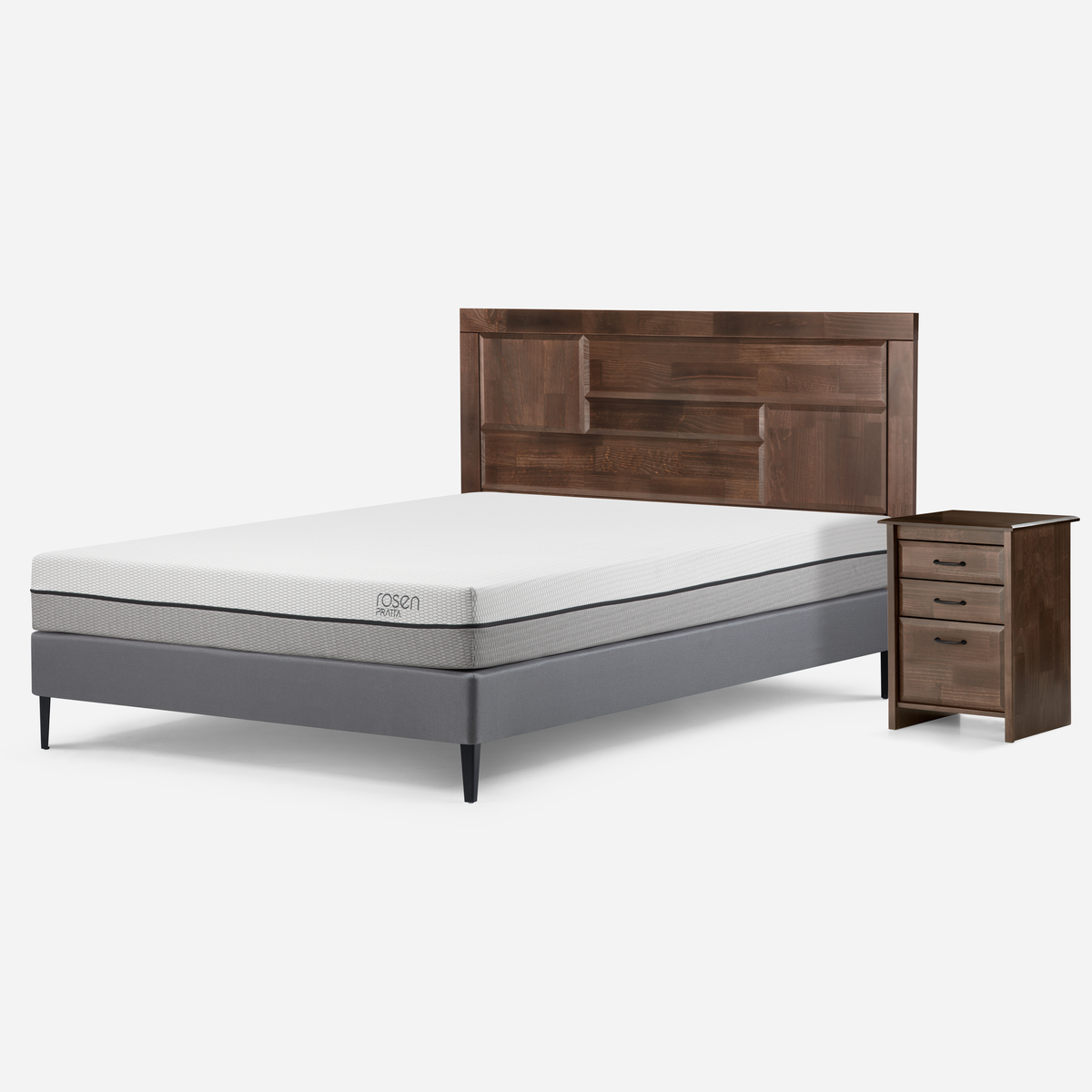 CAMA EUROPEA ROSEN PRATTA FULL PATA ACERO+RESPALDO Y VELADOR DOLCE - 3