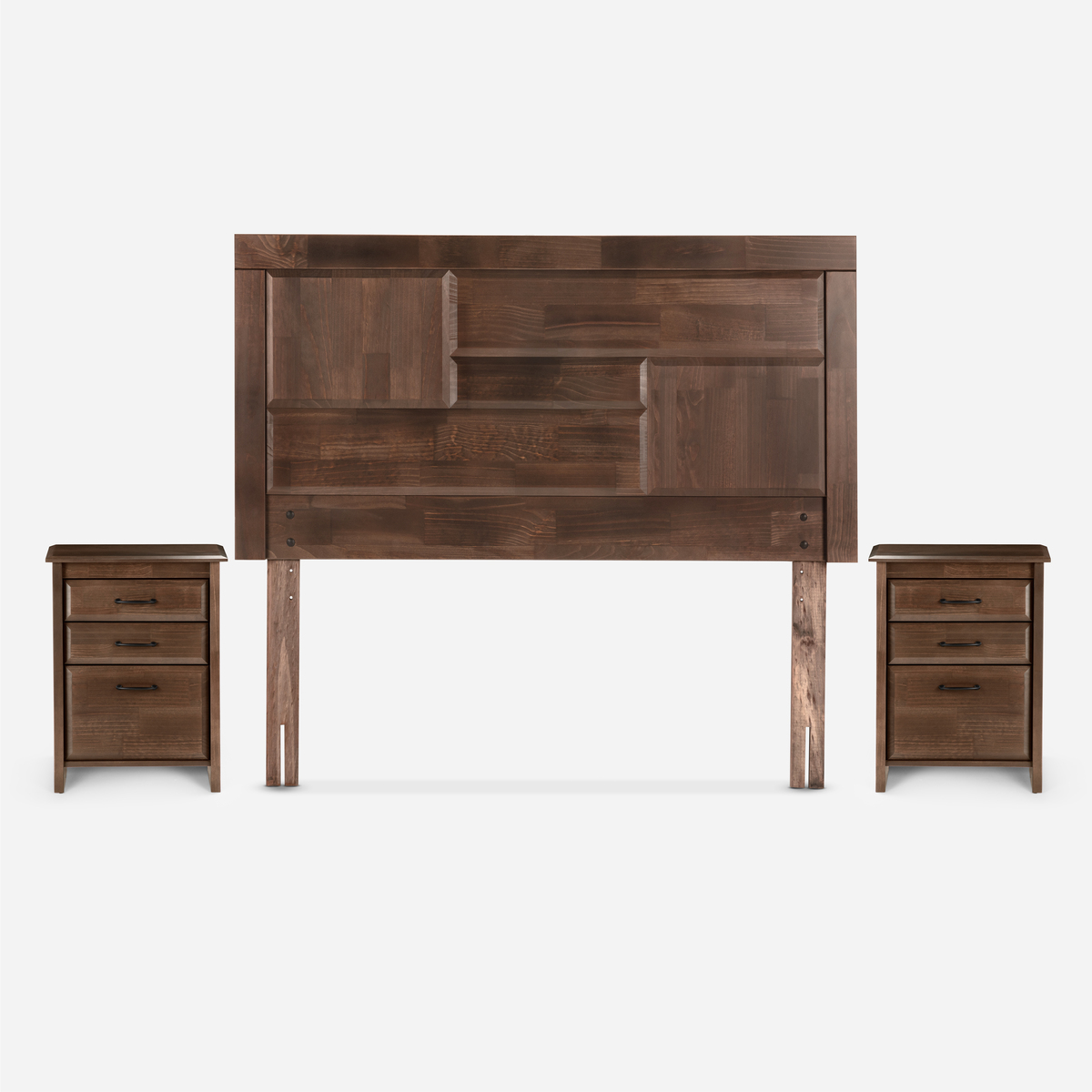 CAMA EUROPEA ROSEN PRATTA FULL PATA MADERA +RESPALDO Y 2 VELADORES - 3