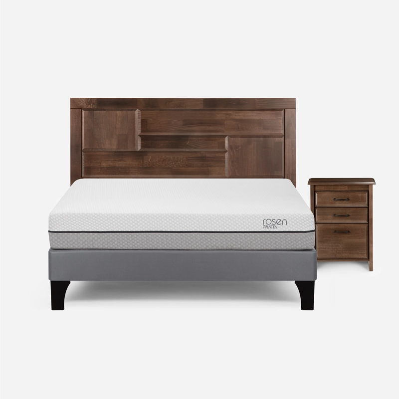 CAMA EUROPEA ROSEN PRATTA FULL PATA MADERA+ RESPALDO+VELADOR DOLCE - 1