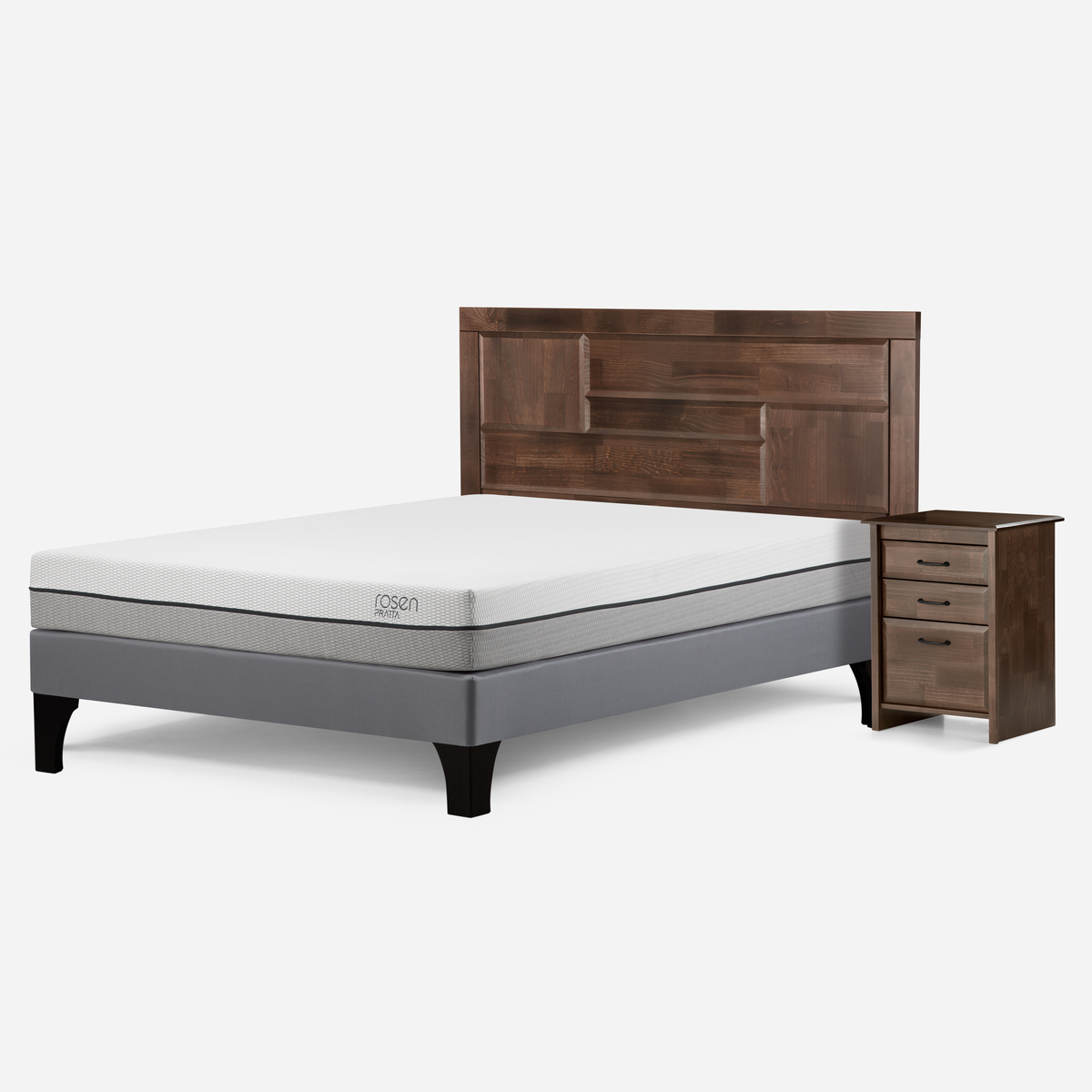 CAMA EUROPEA ROSEN PRATTA FULL PATA MADERA+ RESPALDO+VELADOR DOLCE - 2