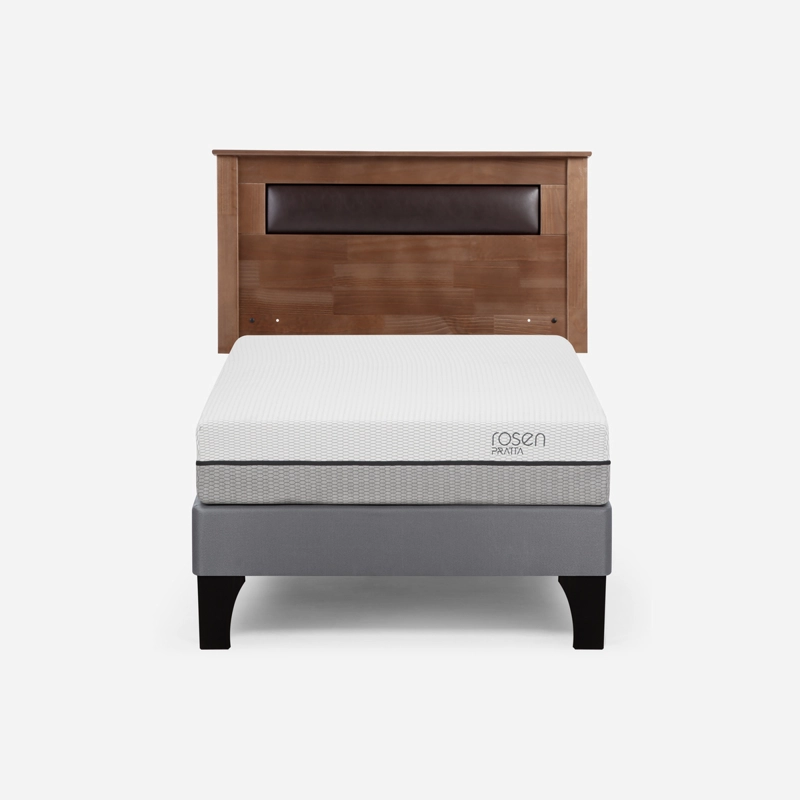 CAMA EUROPEA ROSEN PRATTA 1.5 PLAZAS PATA MADERA +RESPALDO FERRARA - 1