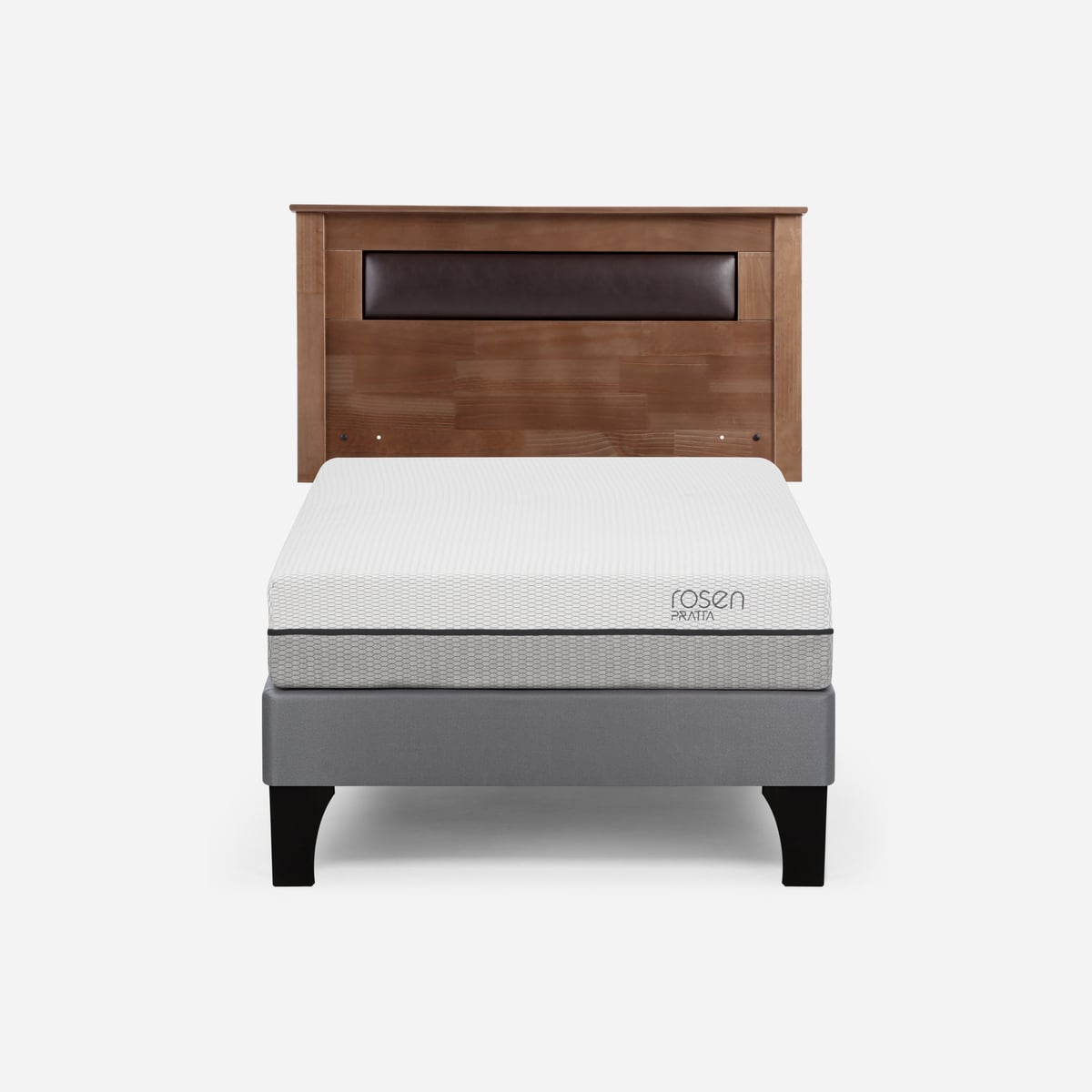 CAMA EUROPEA ROSEN PRATTA 1.5 PLAZAS PATA MADERA +RESPALDO FERRARA - 1