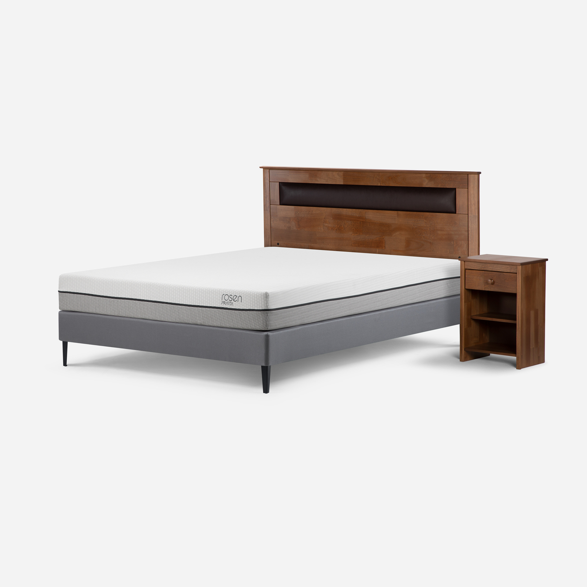 CAMA EUROPEA ROSEN PRATTA FULL PATA ACERO + RESPALDO Y VELADOR - 3