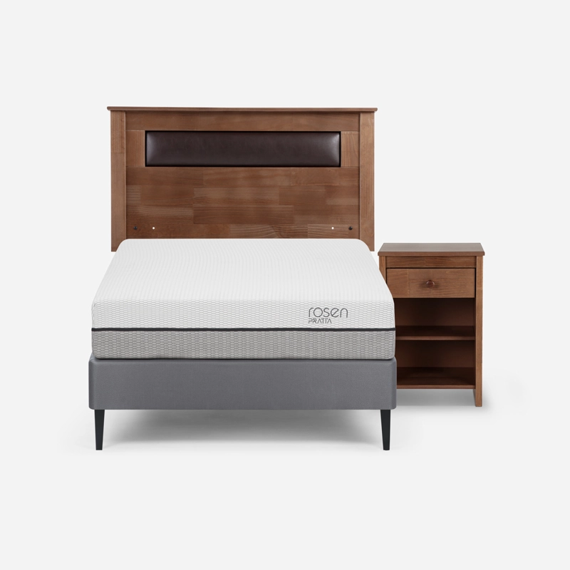 CAMA EUROPEA ROSEN PRATTA 1 PLAZA PATA ACERO + MUEBLES FERRARA - 1