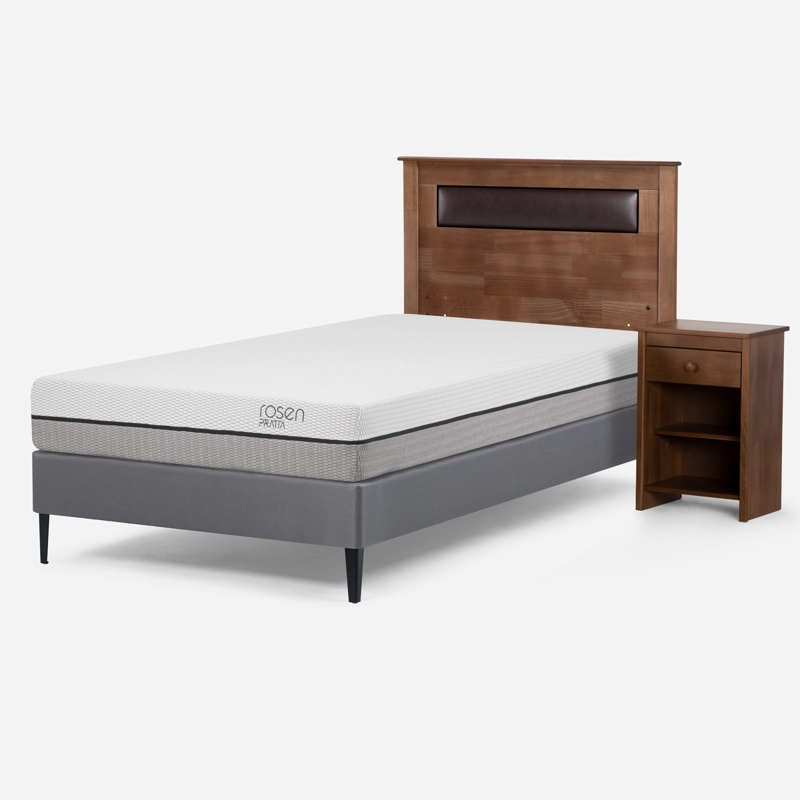 CAMA EUROPEA ROSEN PRATTA 1 PLAZA PATA ACERO + MUEBLES FERRARA - 2