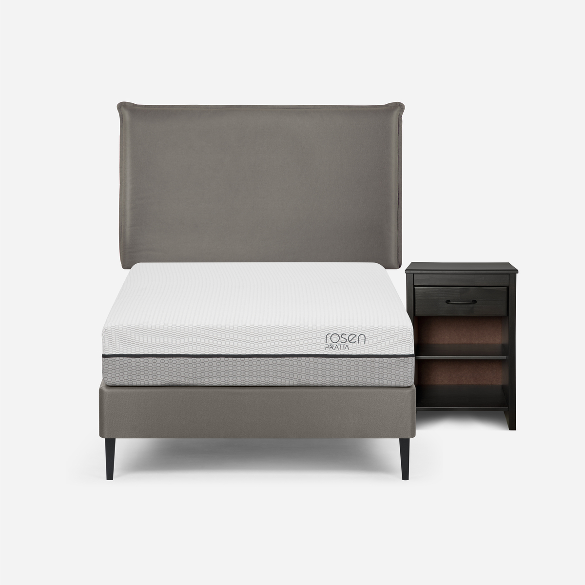 CAMA EUROPEA ROSEN PRATTA 1 PLAZA PATA ACERO + MUEBLES MAURICE - 1