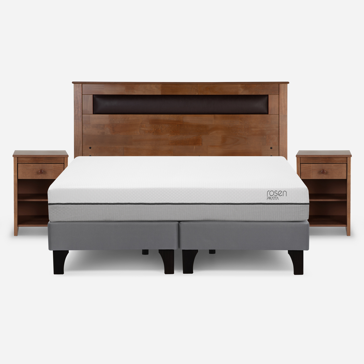 CAMA EUROPEA ROSEN PRATTA KING PATA MADERA BASE D.+MUEBLES FERRARA - 1