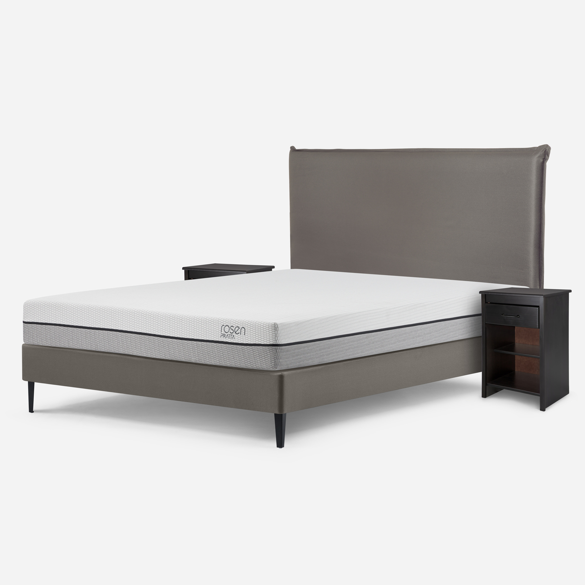 CAMA EUROPEA ROSEN PRATTA 2 PLAZAS PATA ACERO + MUEBLES MAURICE - 1