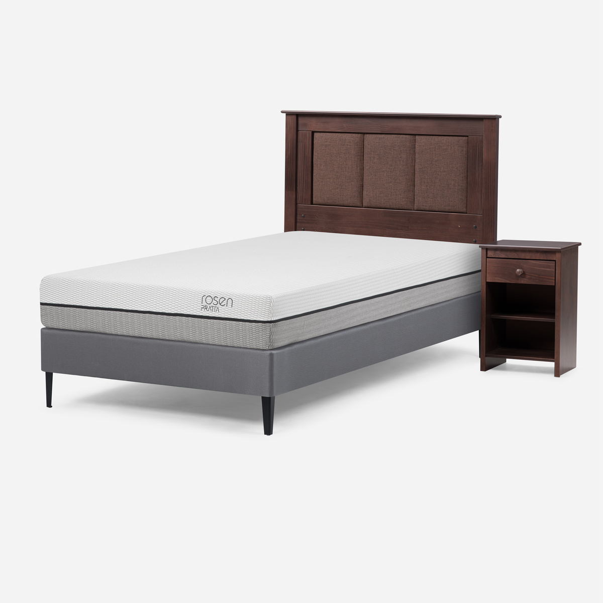 CAMA EUROPEA ROSEN PRATTA 1.5 PLAZAS PATA ACERO+RESPALDO Y VELADOR - 2