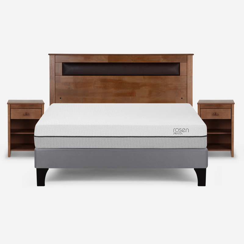 CAMA EUROPEA ROSEN PRATTA 2 PLAZAS PATA MADERA BN +MUEBLES FERRARA - 1